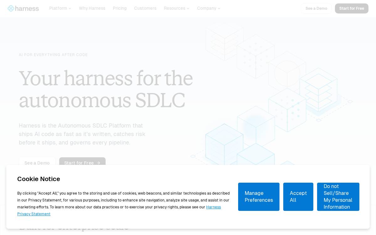 Harness website preview