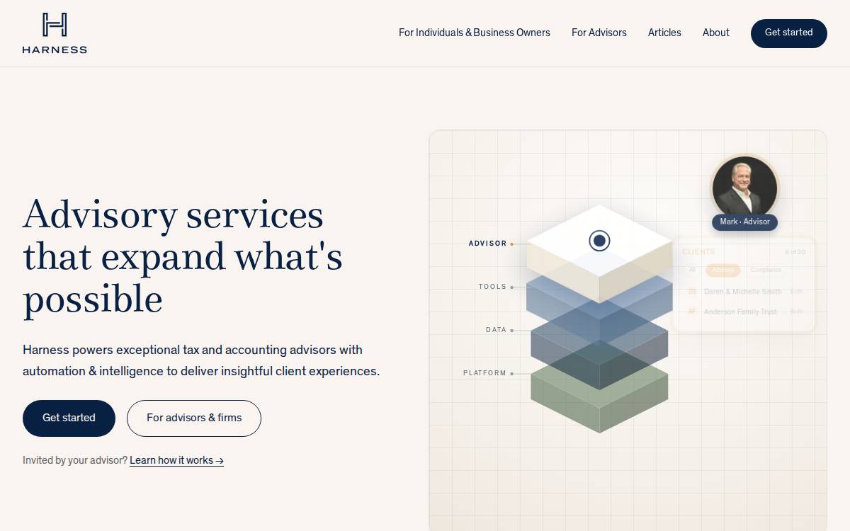 Harness Wealth website preview