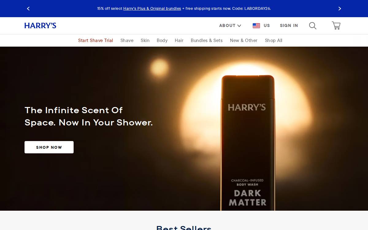 Harry's website preview