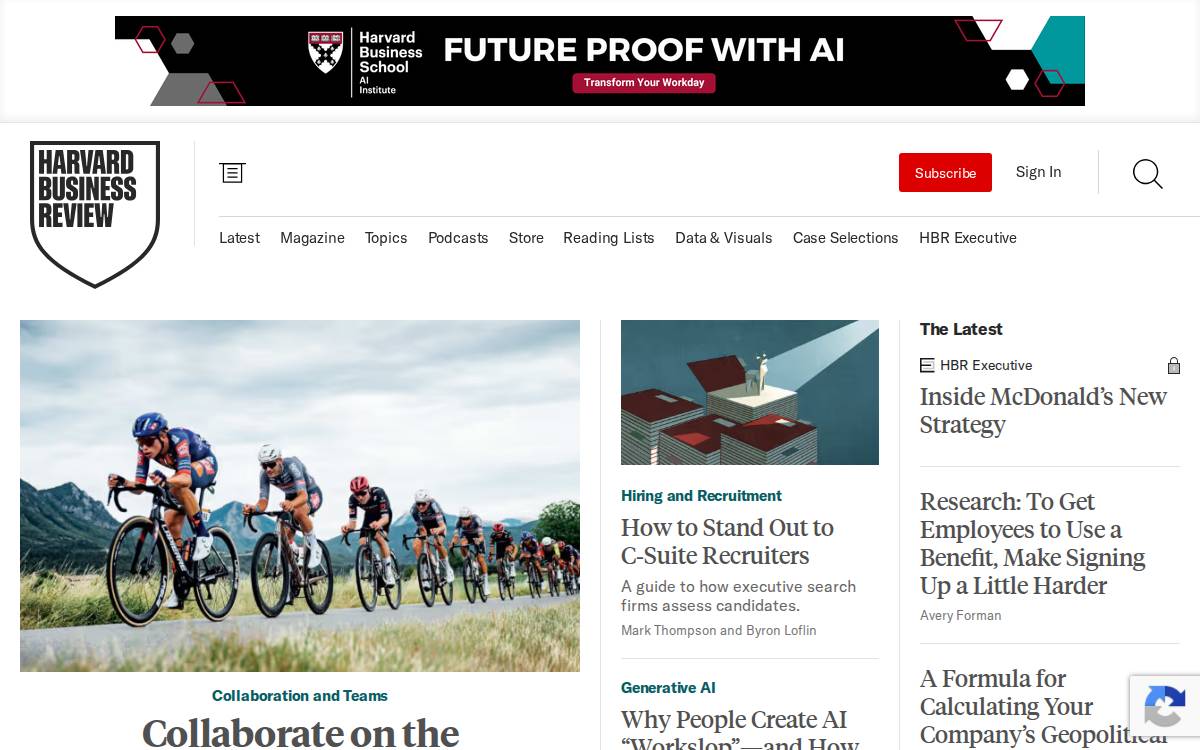 Harvard Business Review’s (HBR) website preview