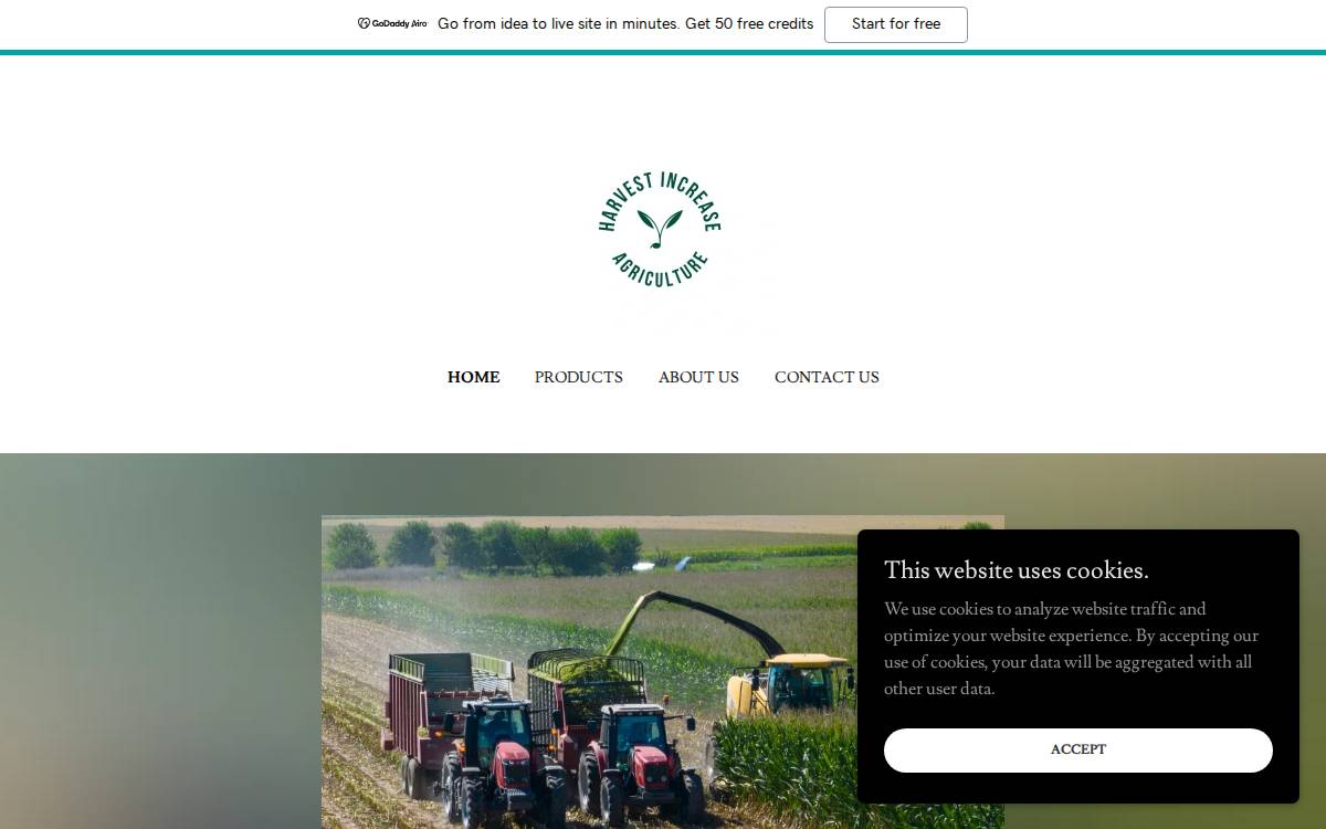 Harvest_Increase_Ag_ website preview
