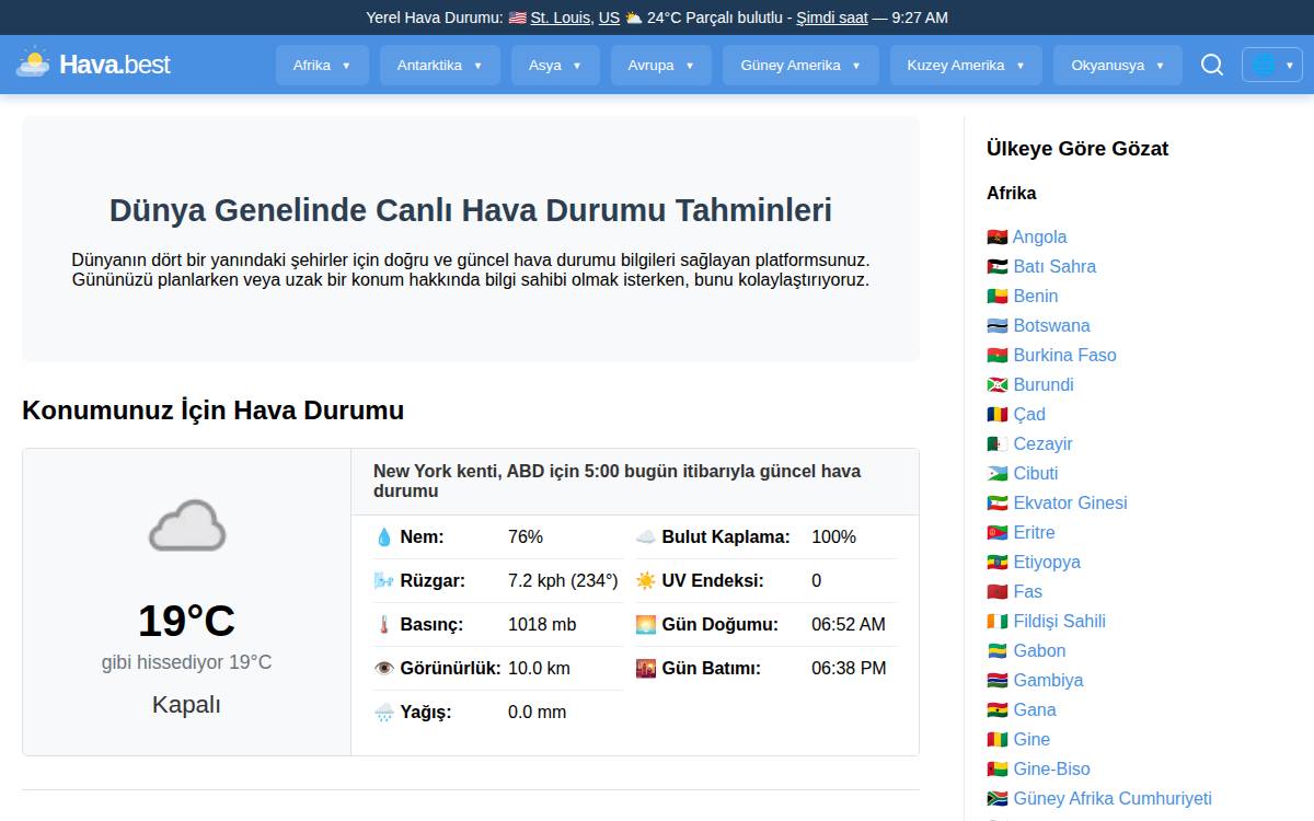 Hava website preview