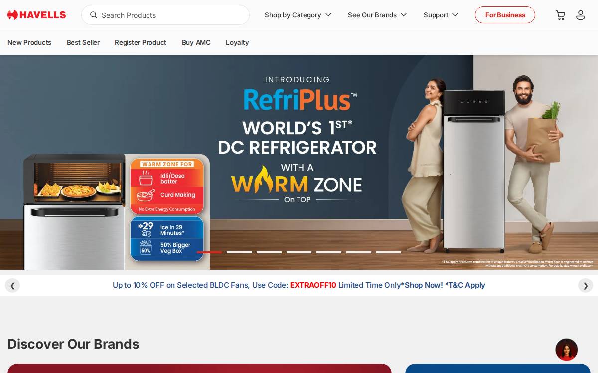 Havells India website preview