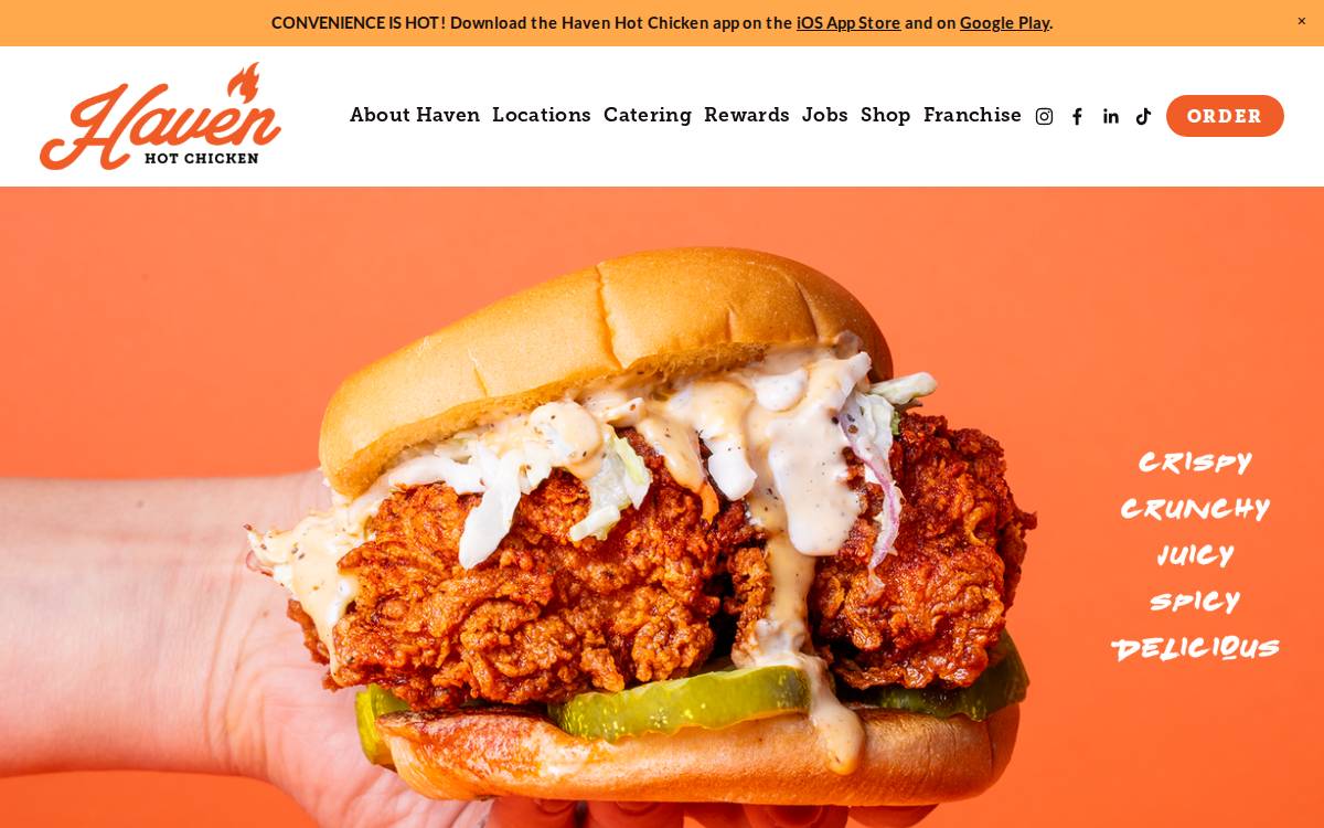 Haven Hot Chicken website preview