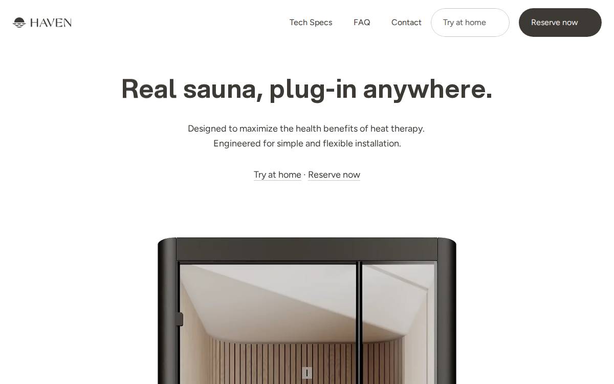 Haven Sauna website preview
