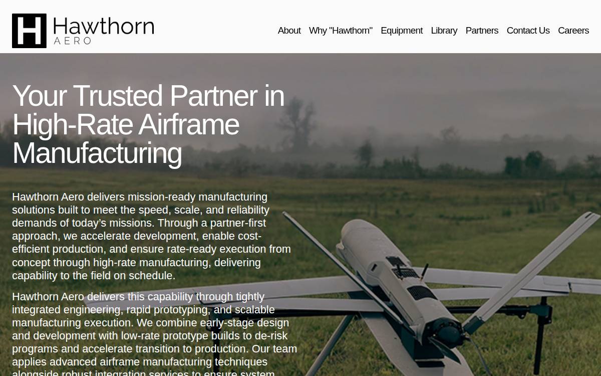 Hawthornaero website preview