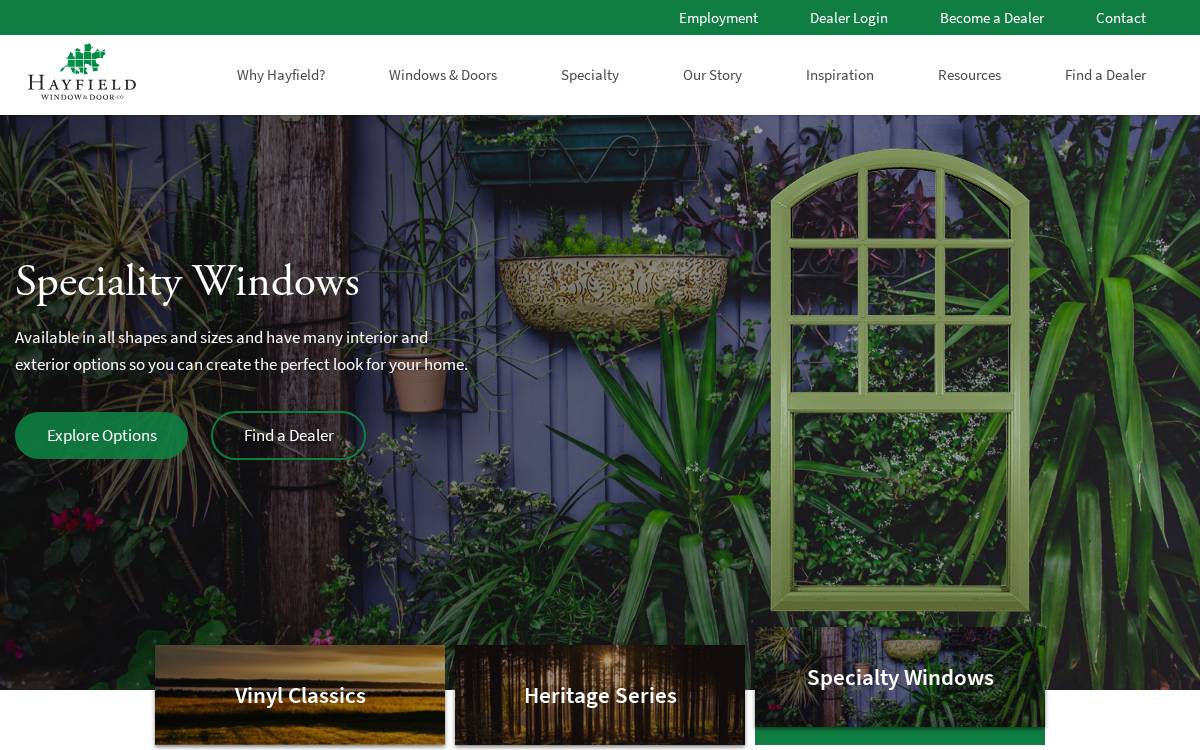 Hayfield Window & Door Company website preview
