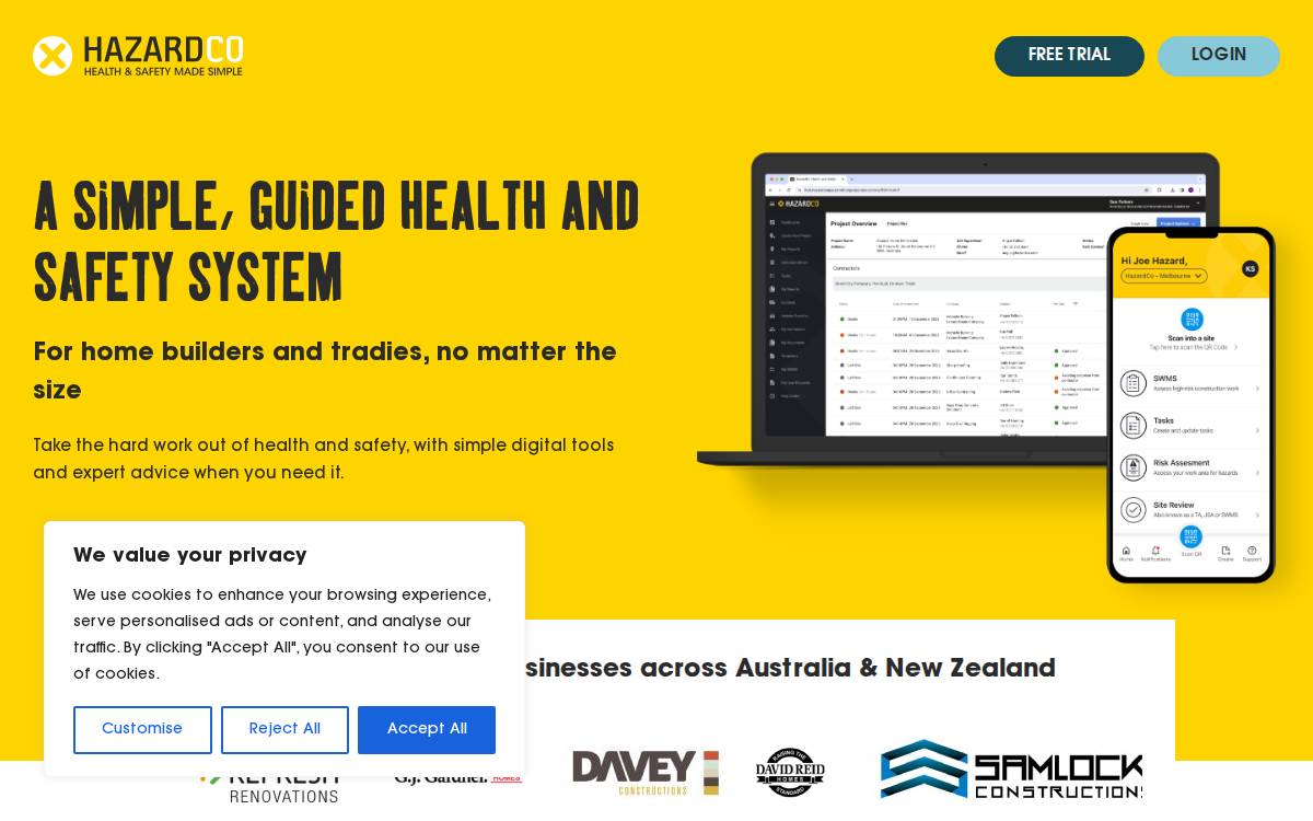 Hazardco website preview