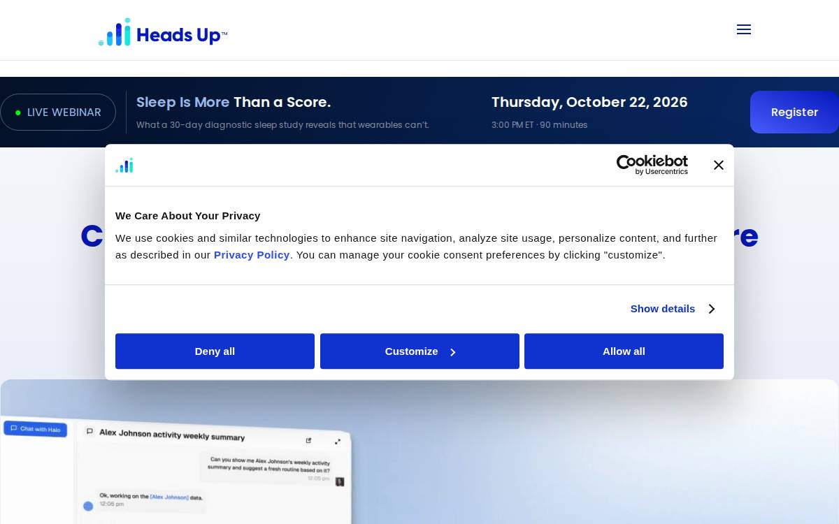 Heads Up Health website preview
