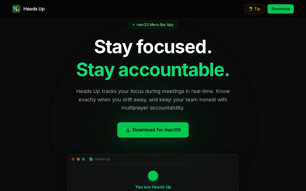 Heads Up @ Work™ website preview