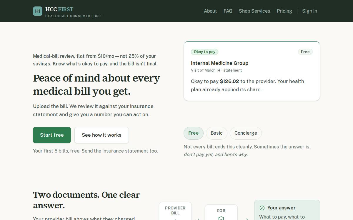 Healthcare Consumer First website preview