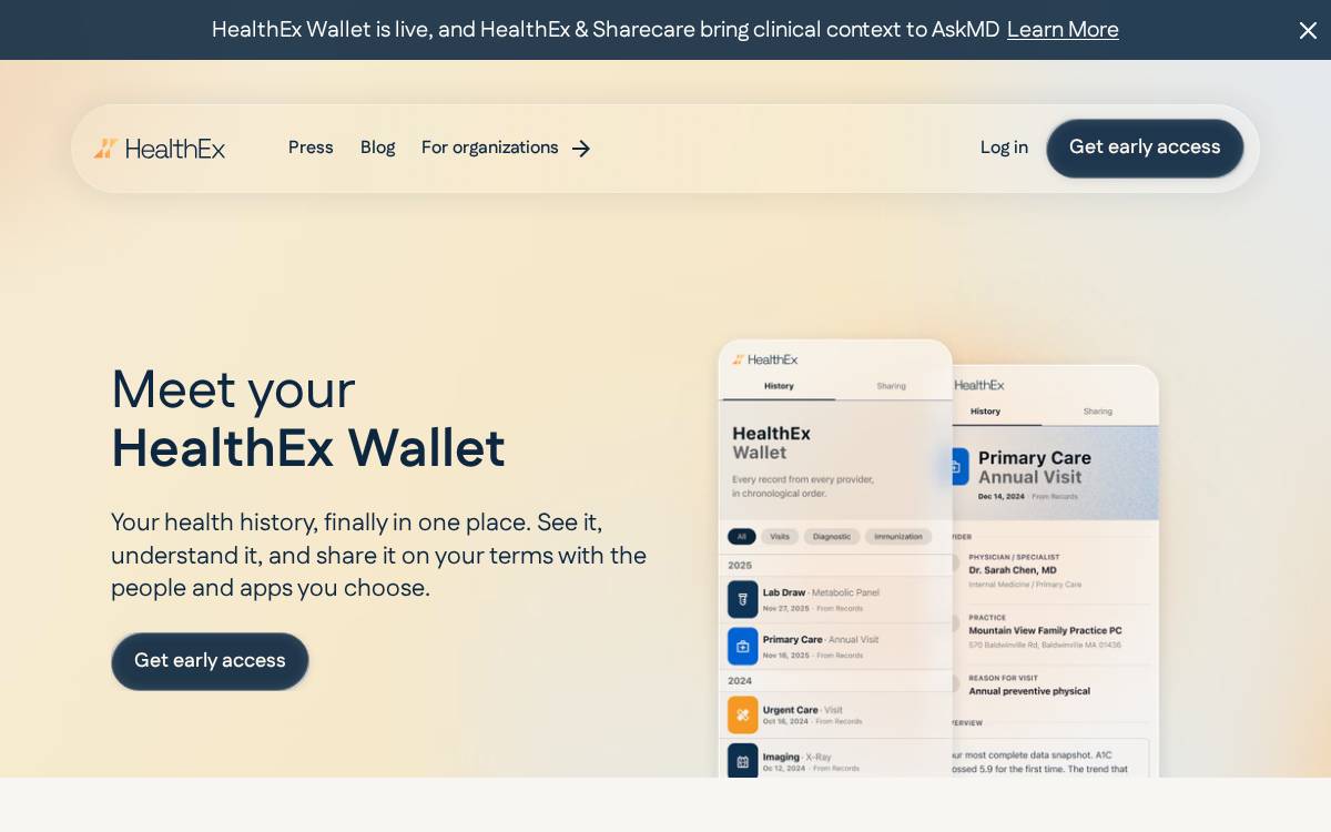 HealthEx website preview