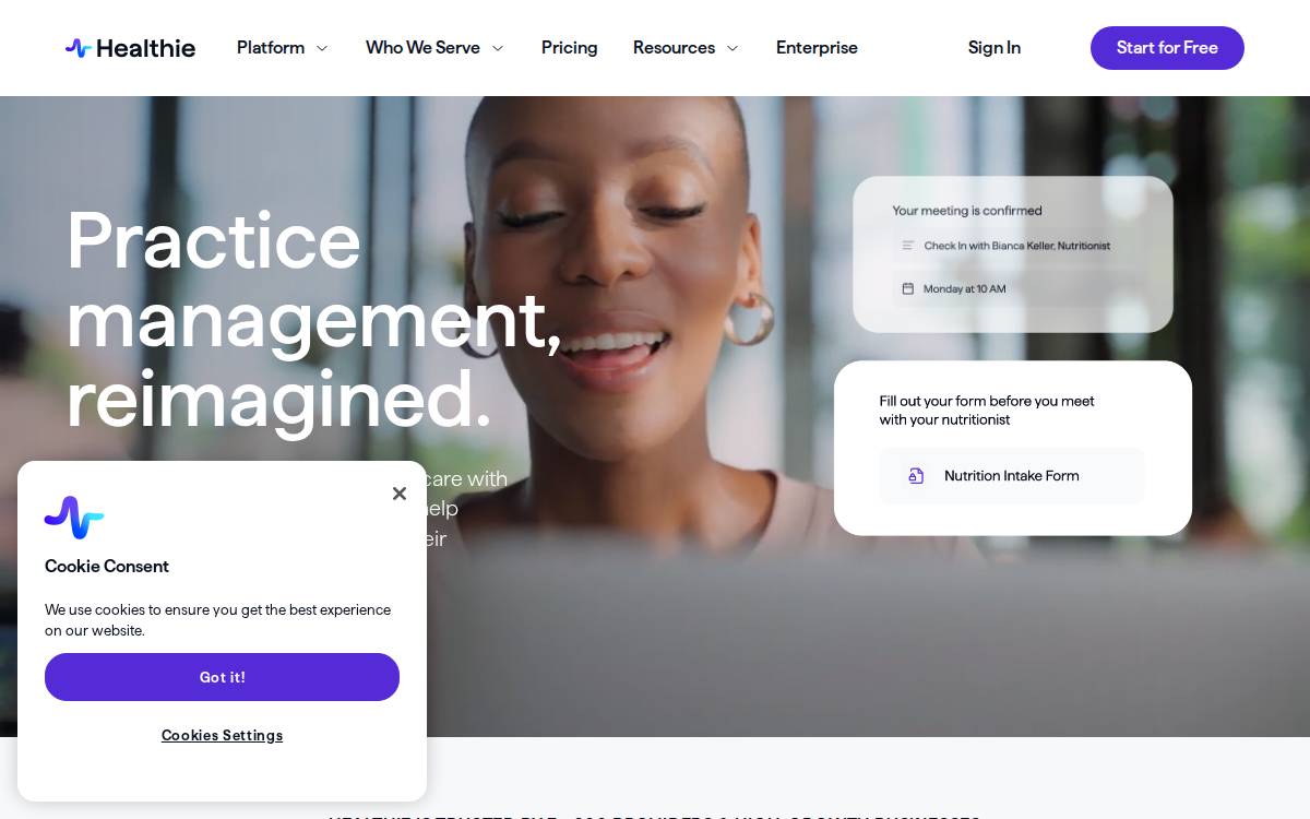 Healthie website preview