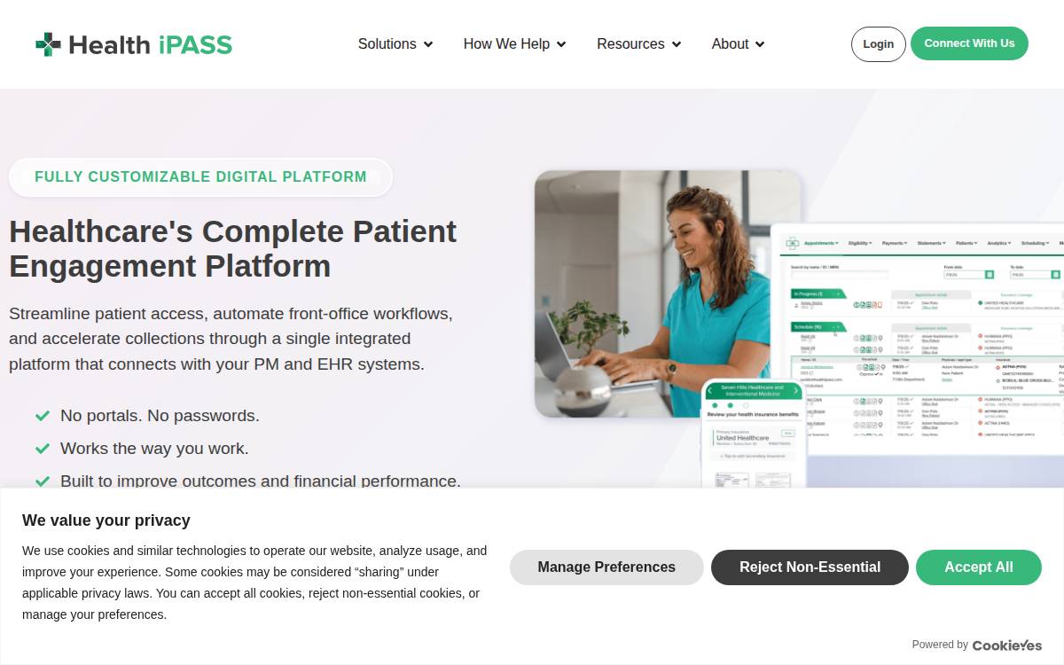 HealthiPass website preview