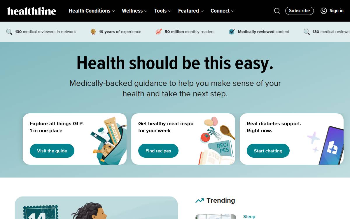 Healthline website preview