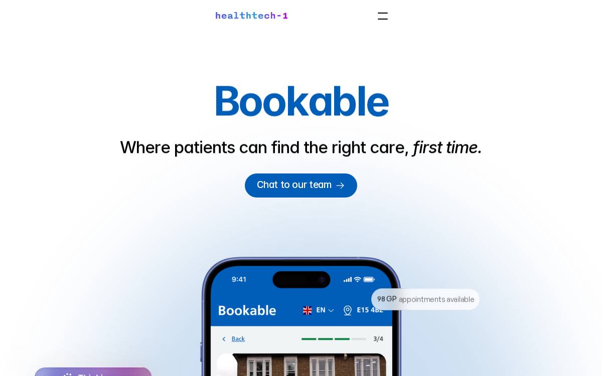 Healthtech 1 website preview