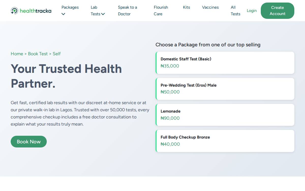 Healthtracka website preview