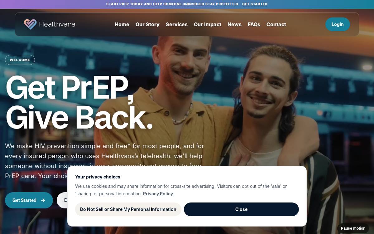Healthvana website preview