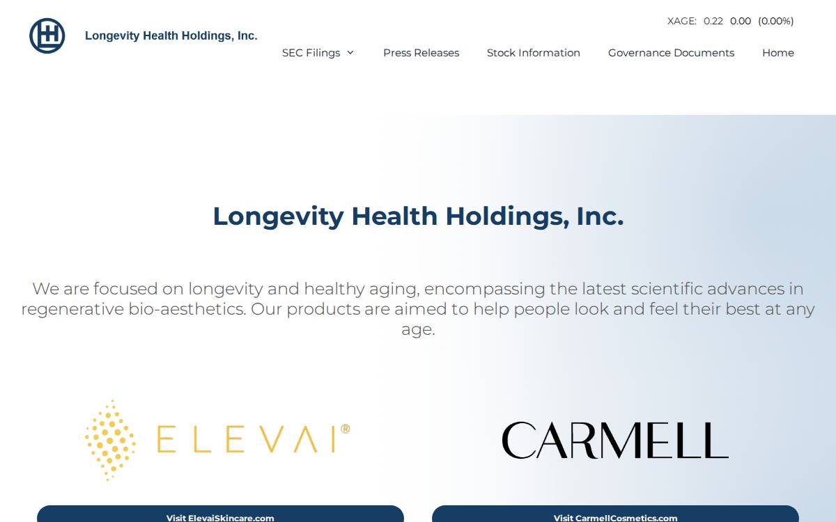 Healthxage website preview