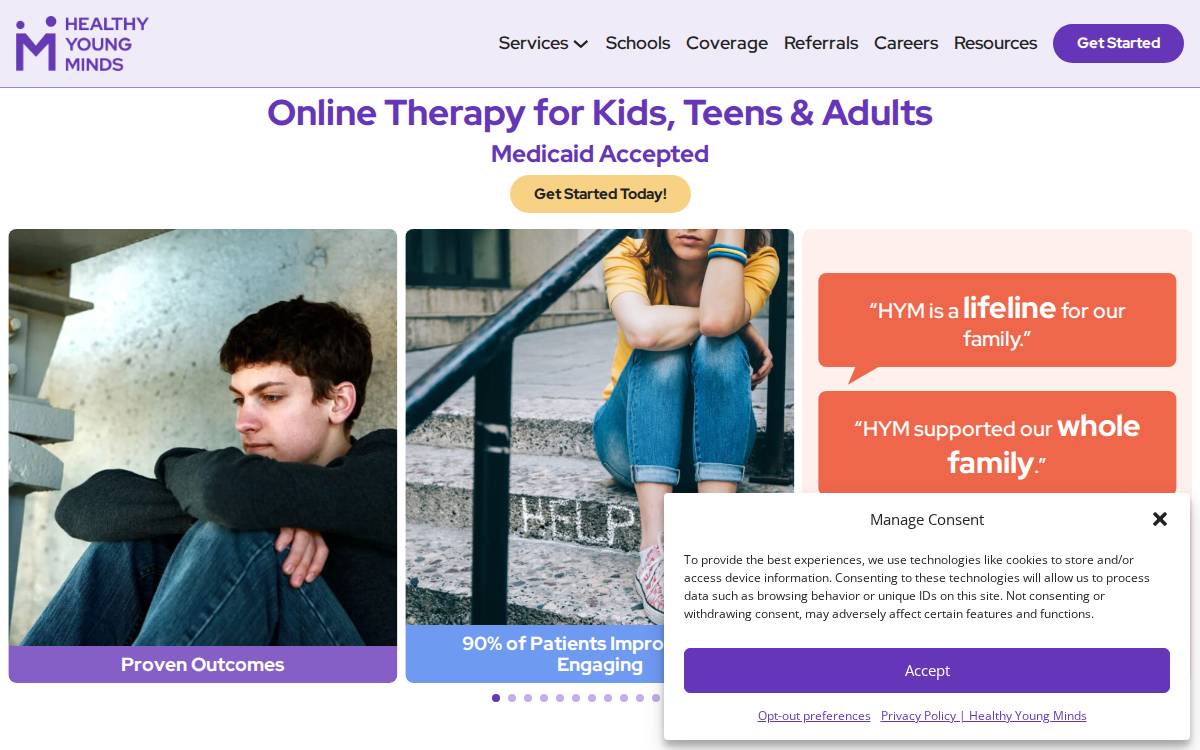 Healthyyoungminds website preview