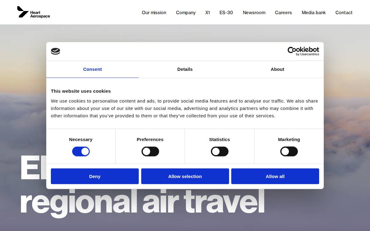 Heart Aerospace website preview