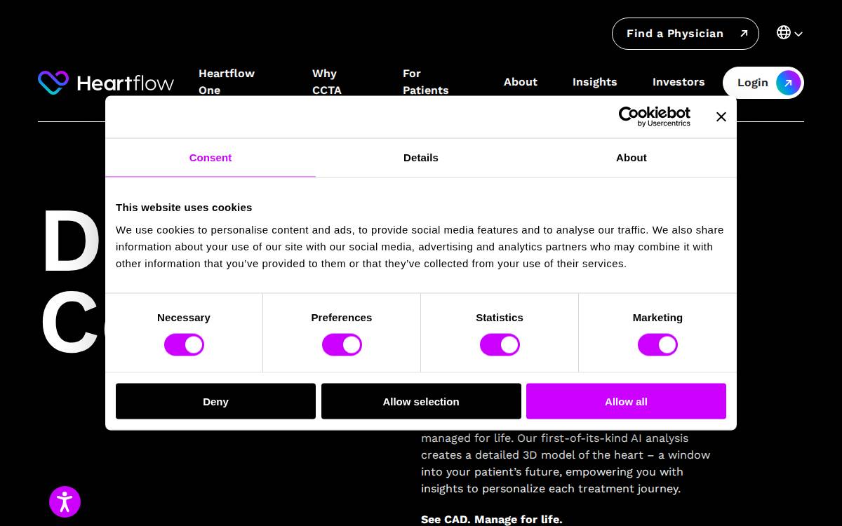 HeartFlow website preview