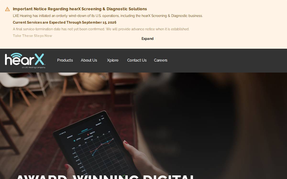 hearX website preview