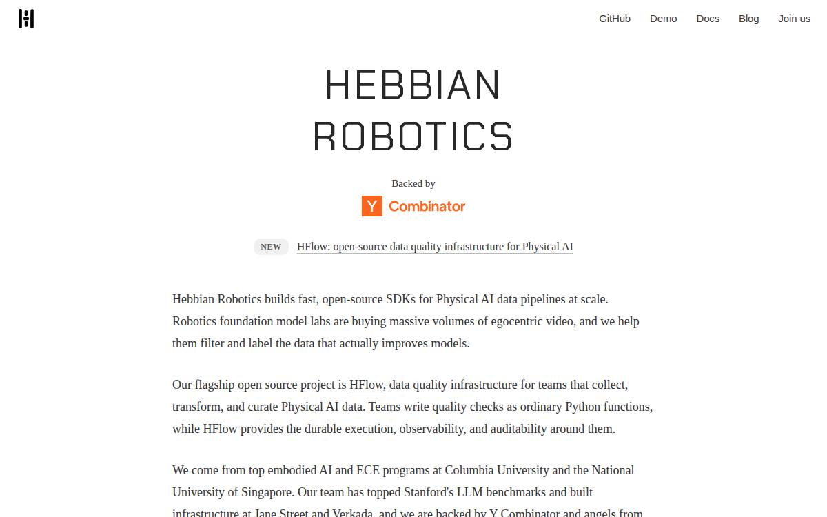 Hebbian Robotics website preview