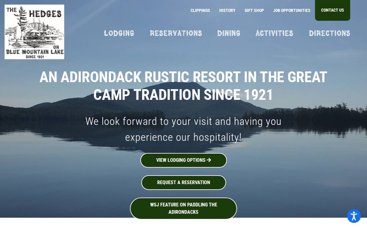 Hedges on Blue Mountain Lake website preview