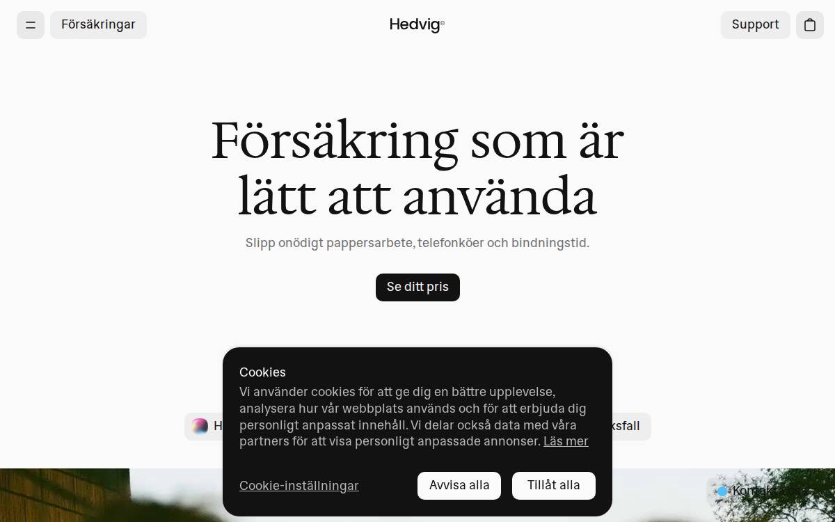 Hedvig website preview