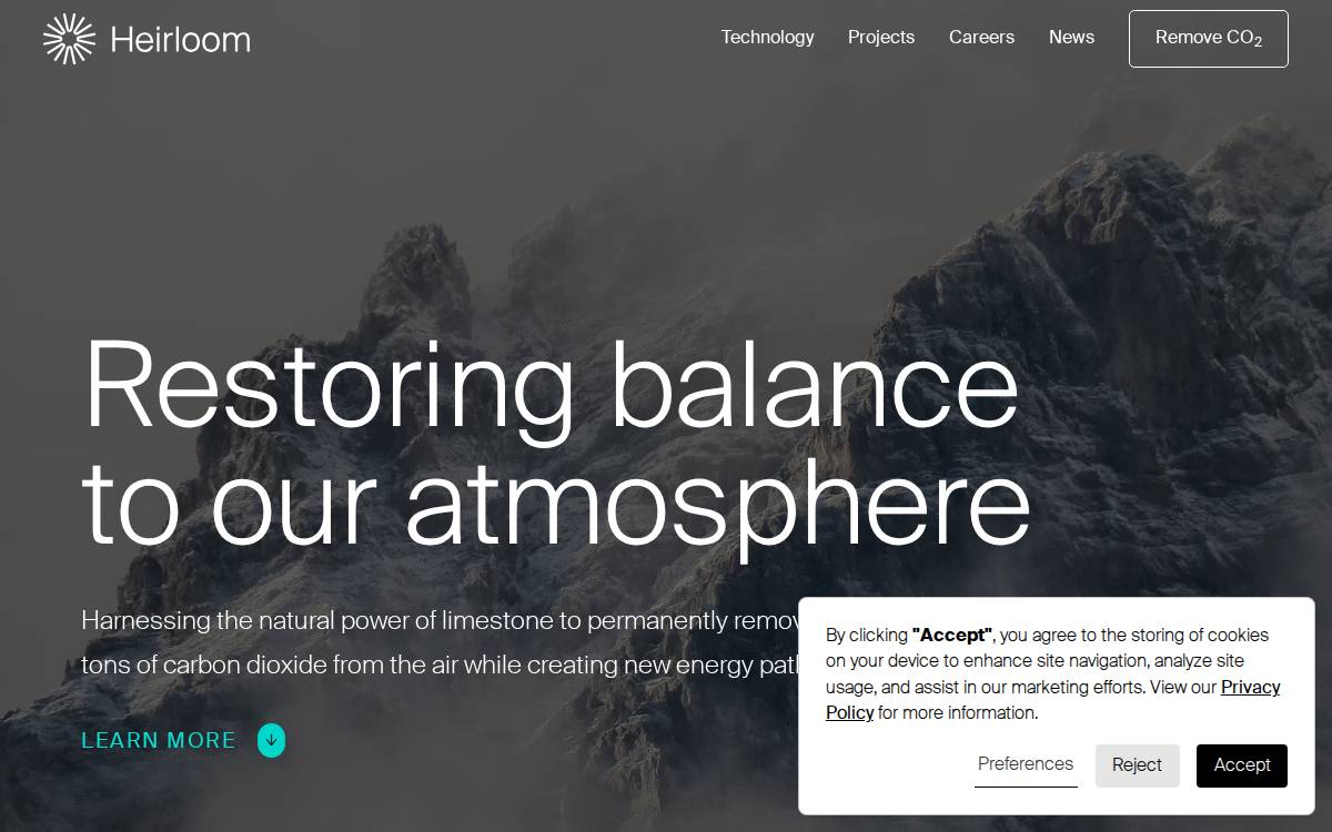 Heirloom Carbon website preview