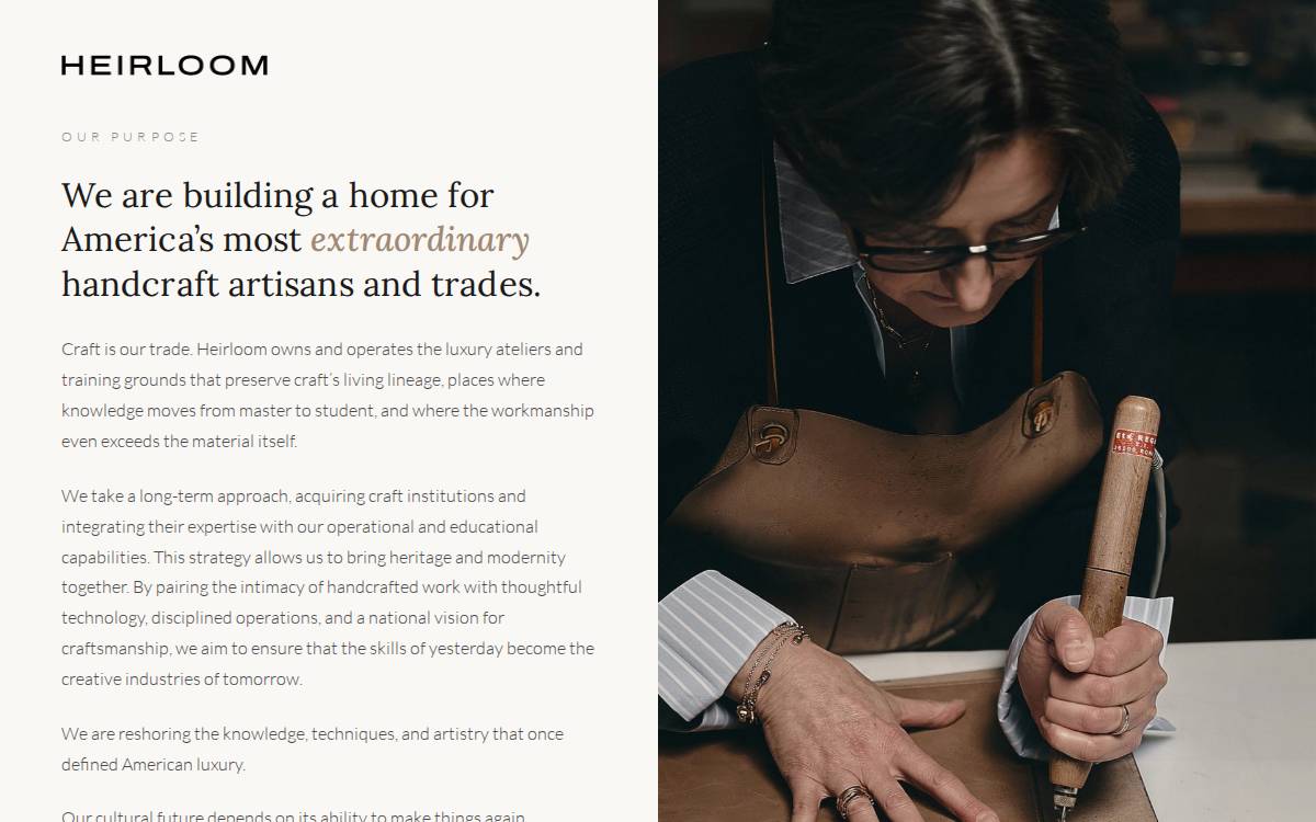 Heirloom website preview