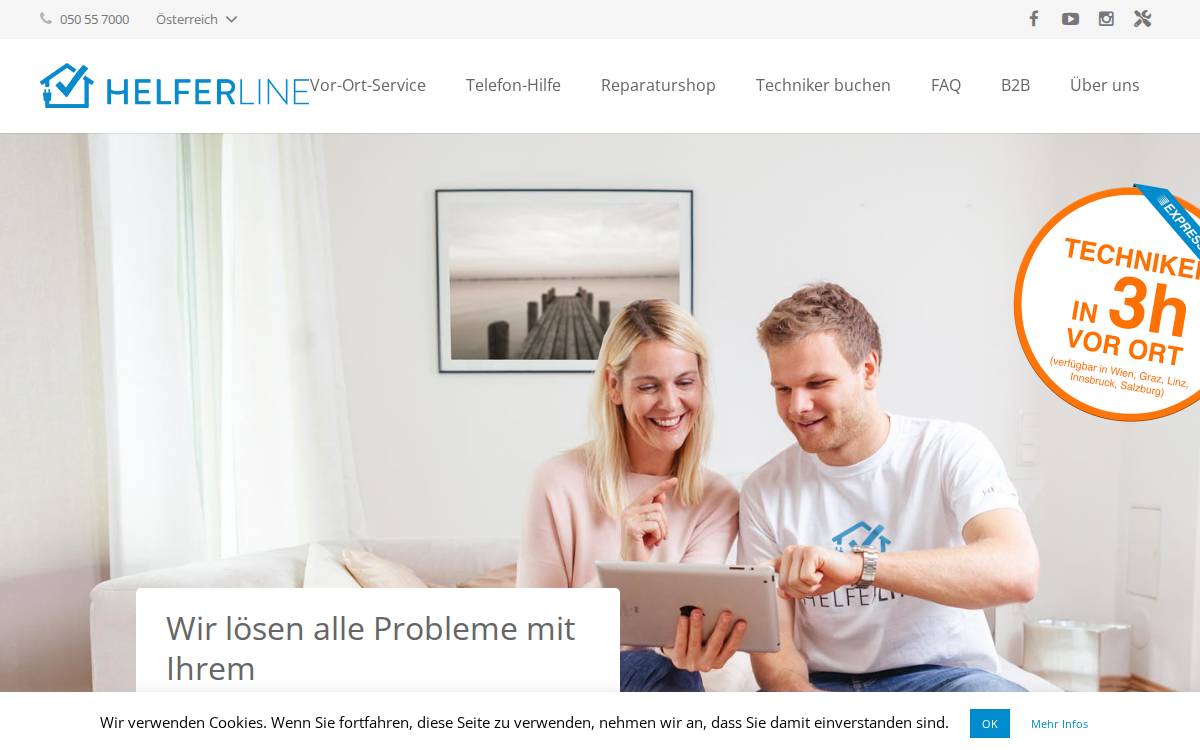 Helferline website preview