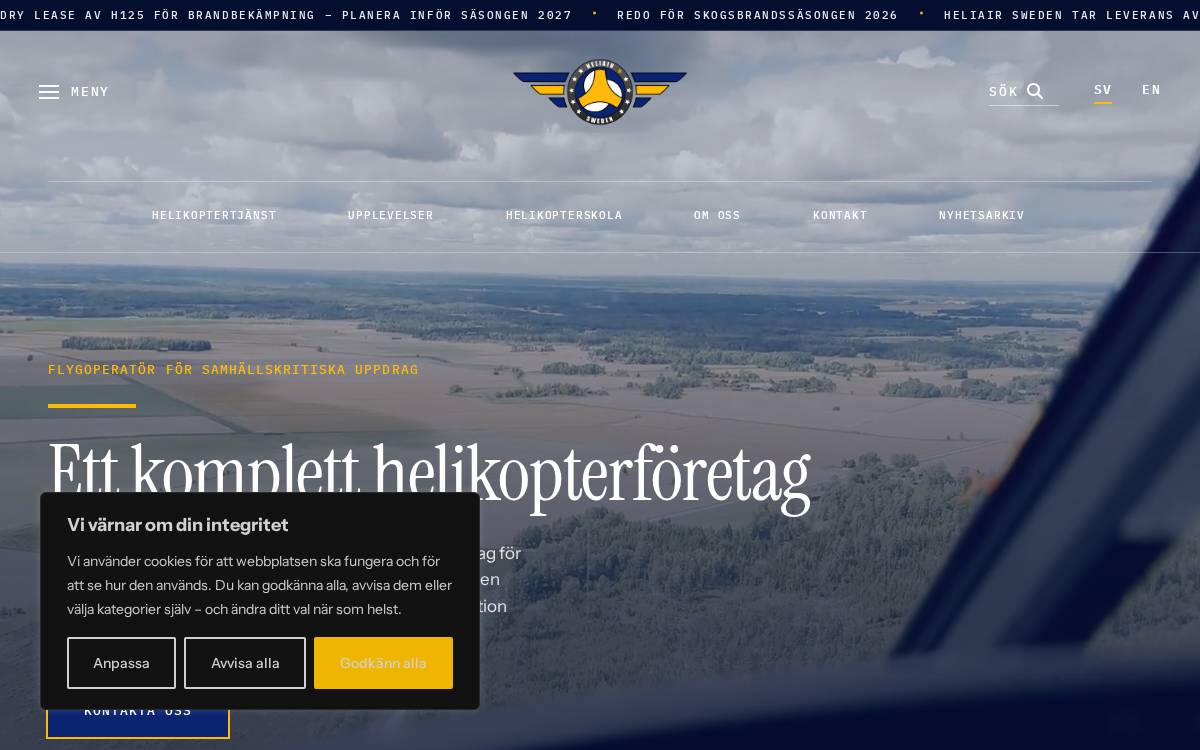 HeliAir Sweden website preview