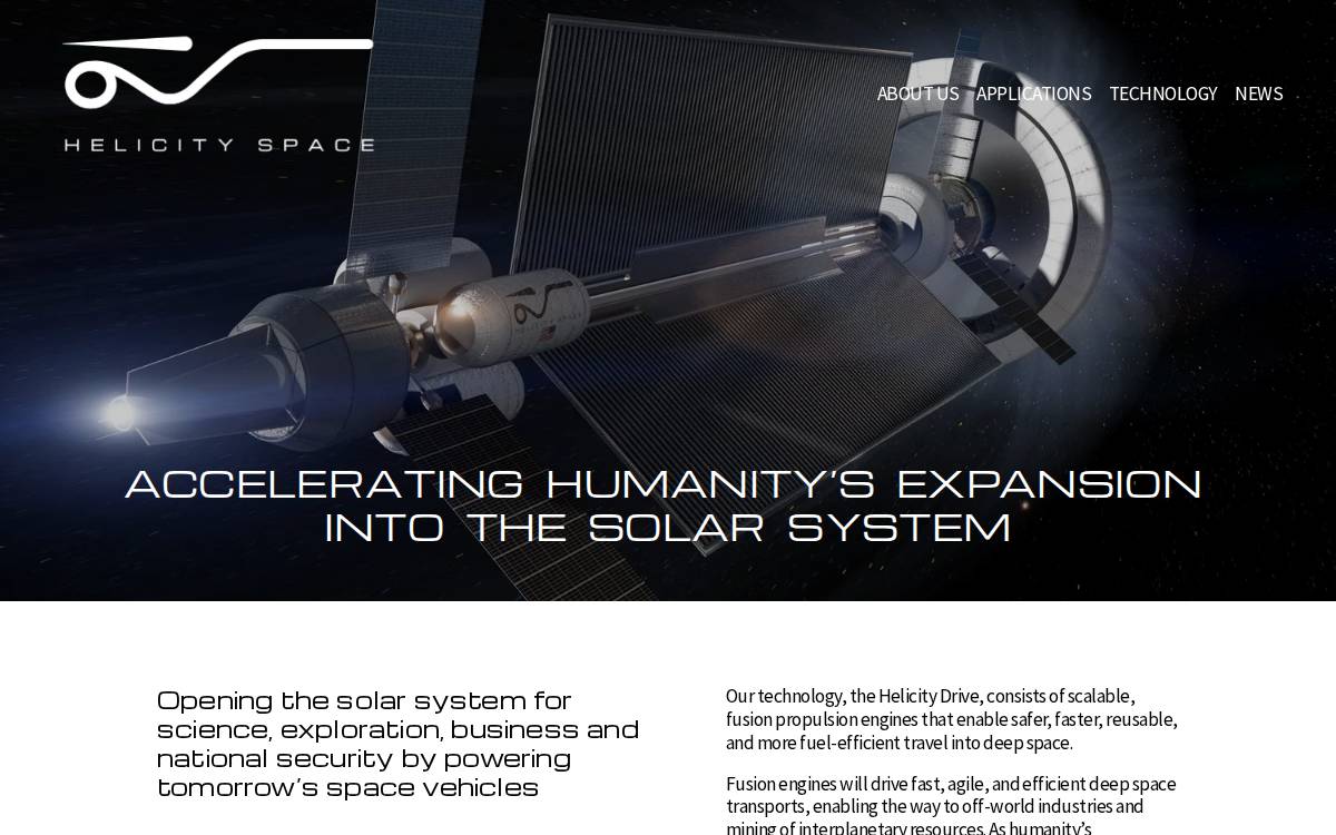Helicity Space website preview