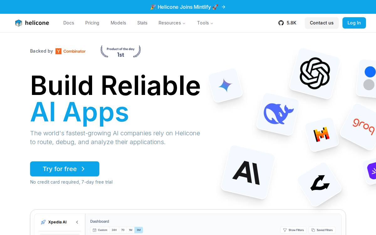 Helicone website preview