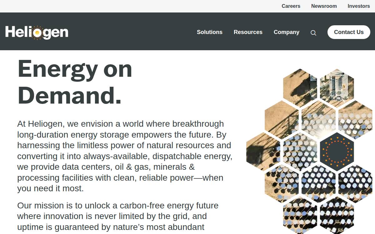 Heliogen Solar for Industrial Heat website preview