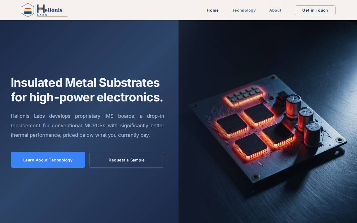 Helionis Labs website preview