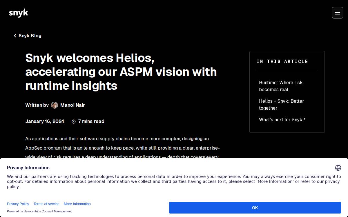 Helios website preview