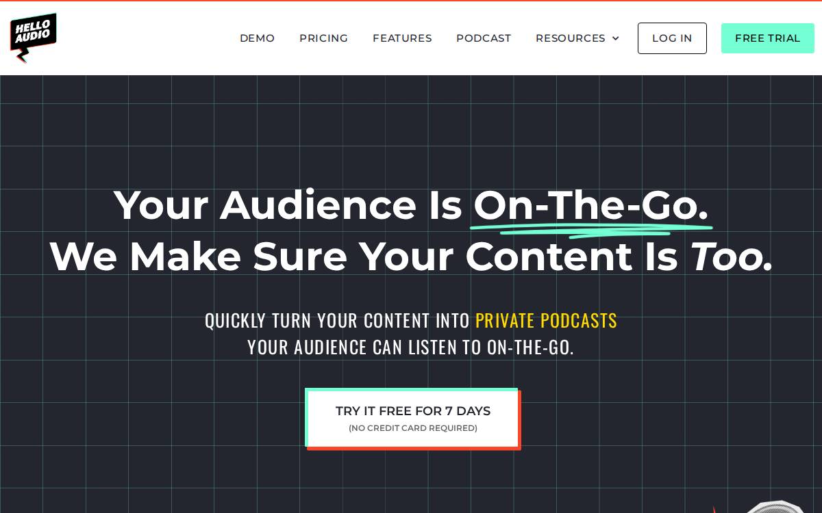 Hello Audio website preview