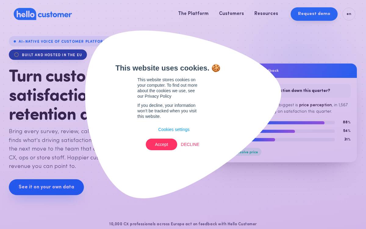 Hello Customer website preview