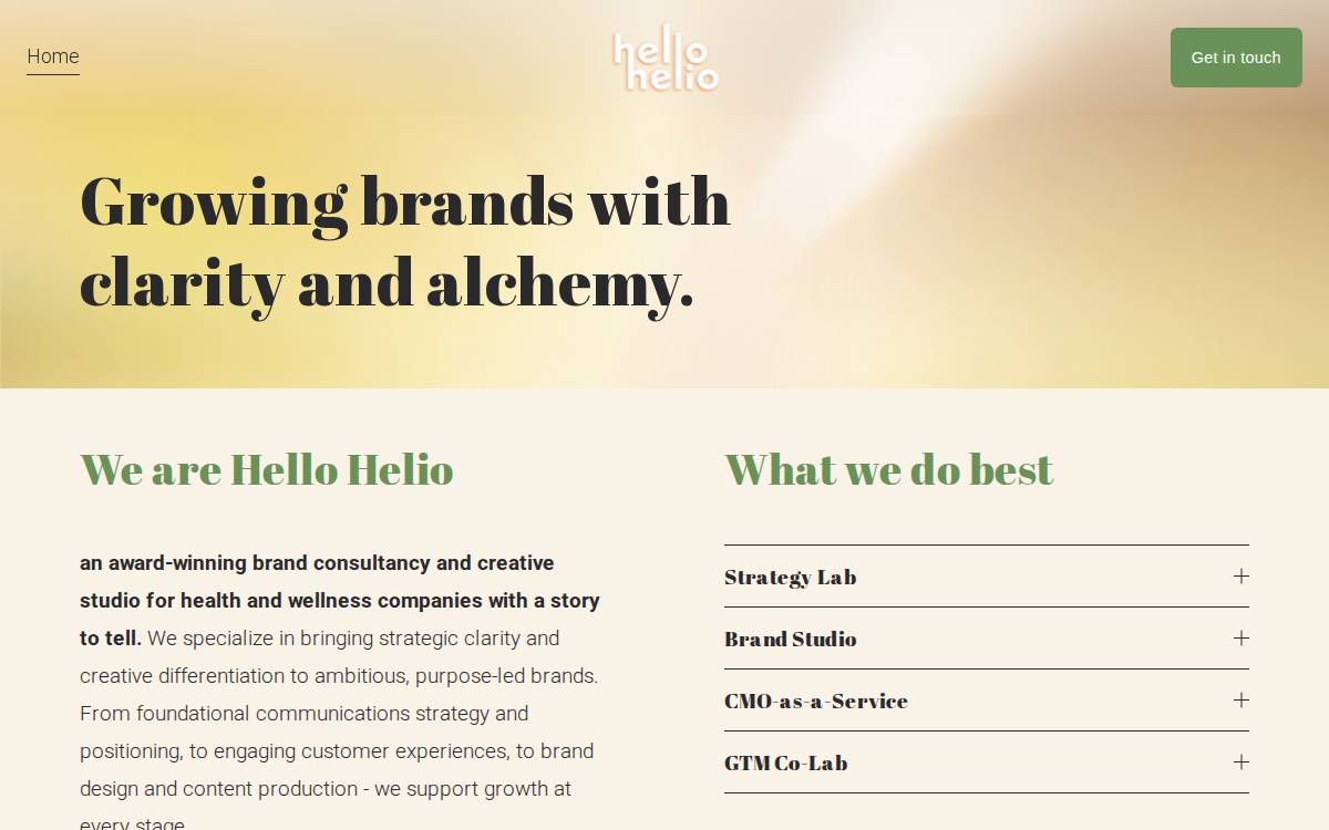 Hello Helio website preview