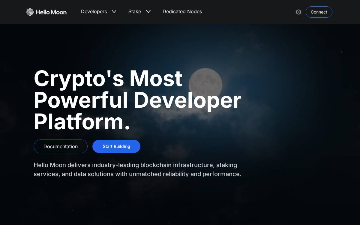 Hello Moon Centralized infra Seed website preview