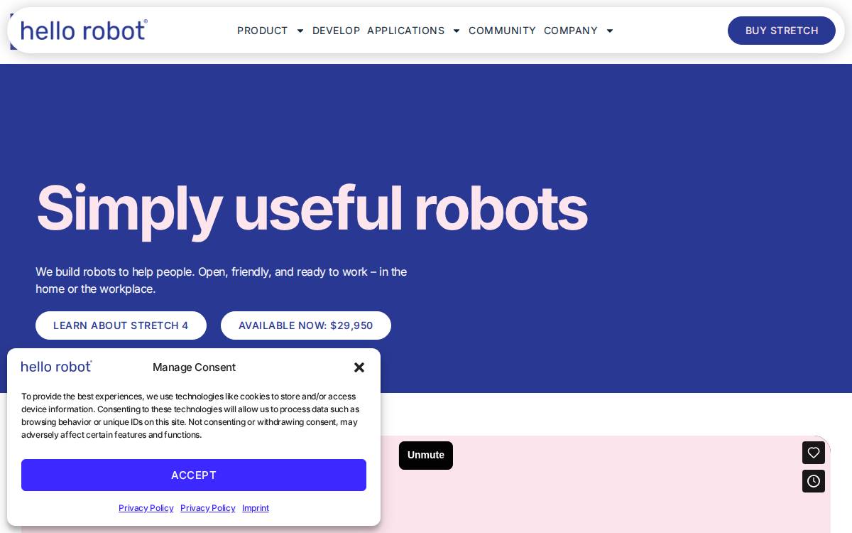 Hello Robot website preview