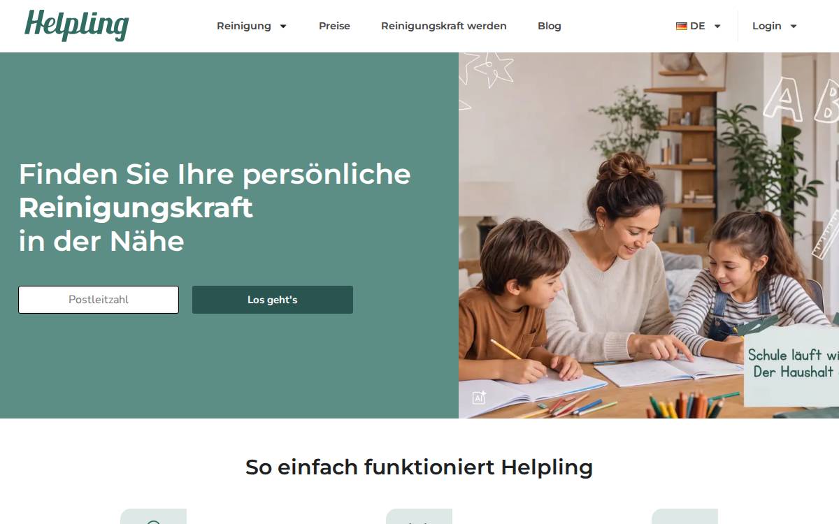 Helpling website preview