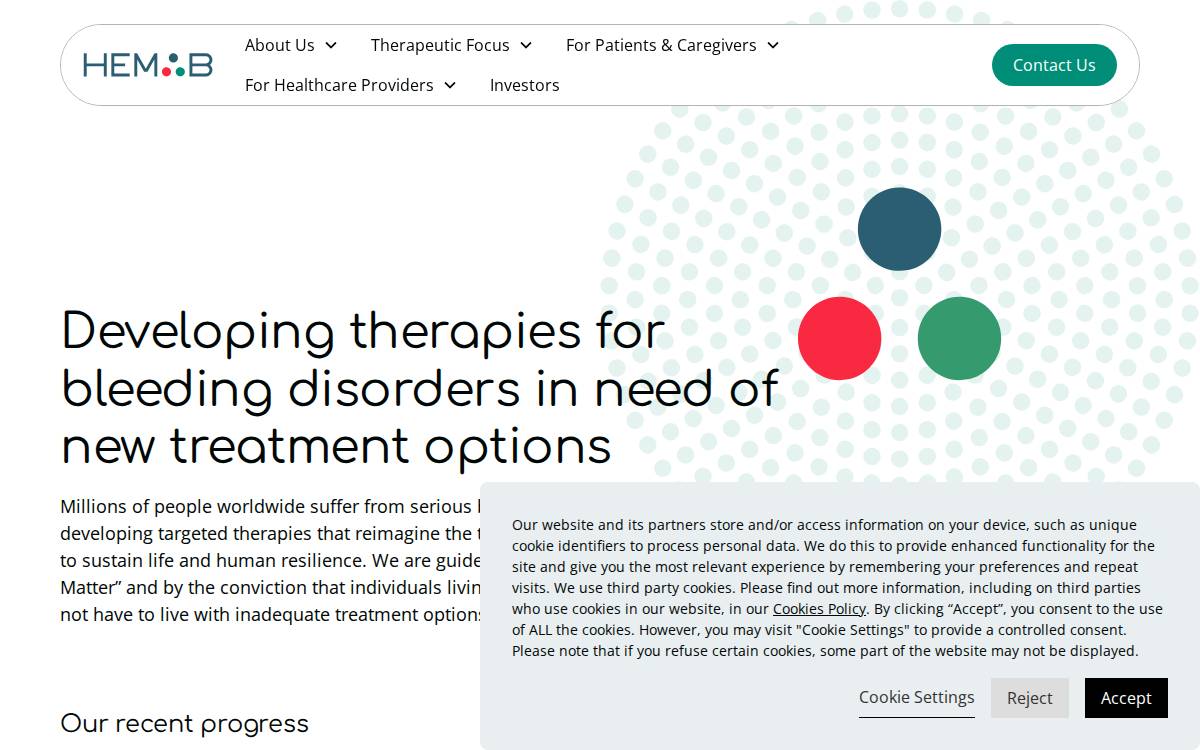 Hemab Therapeutics website preview