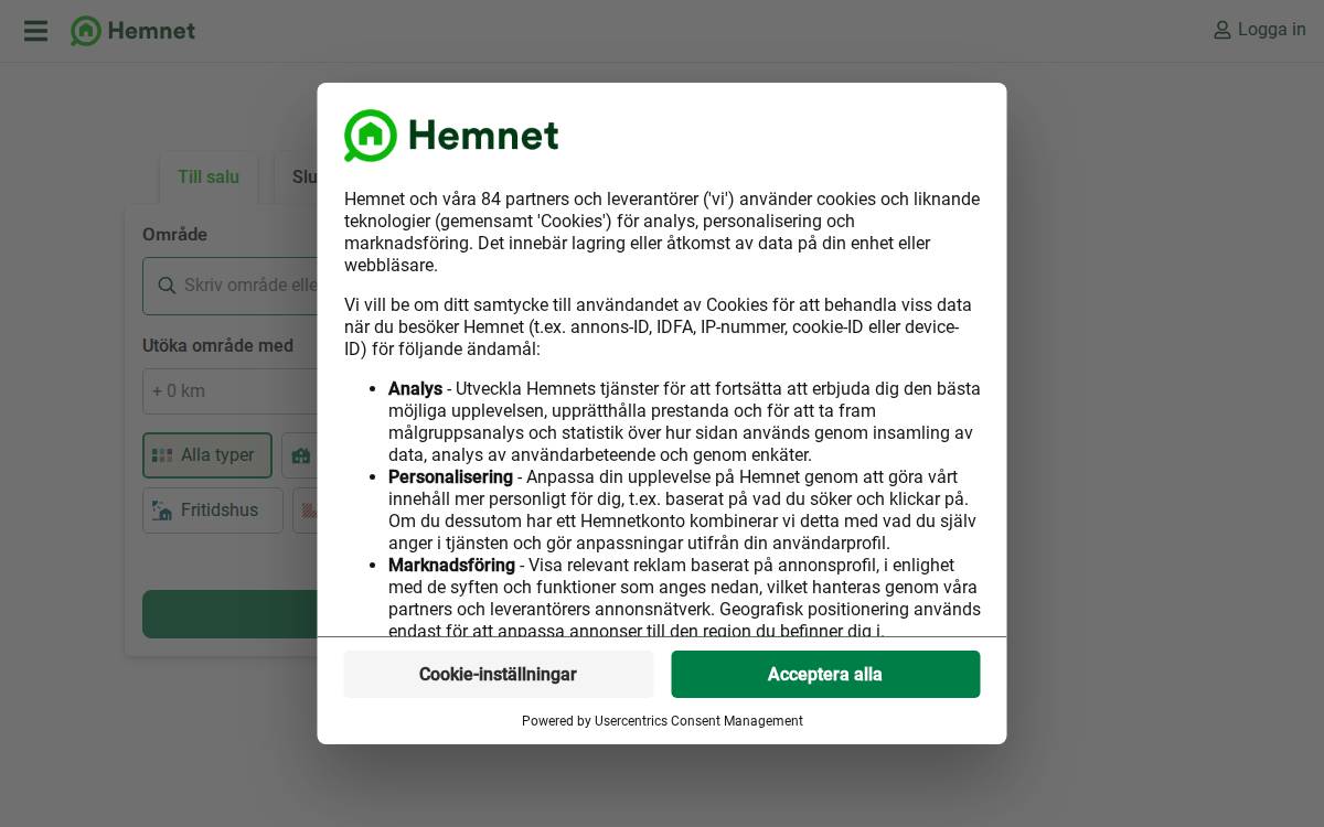 Hemnet website preview