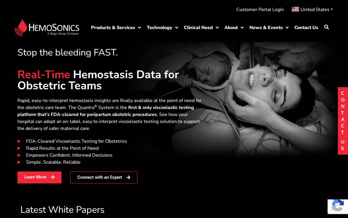 HemoSonics website preview