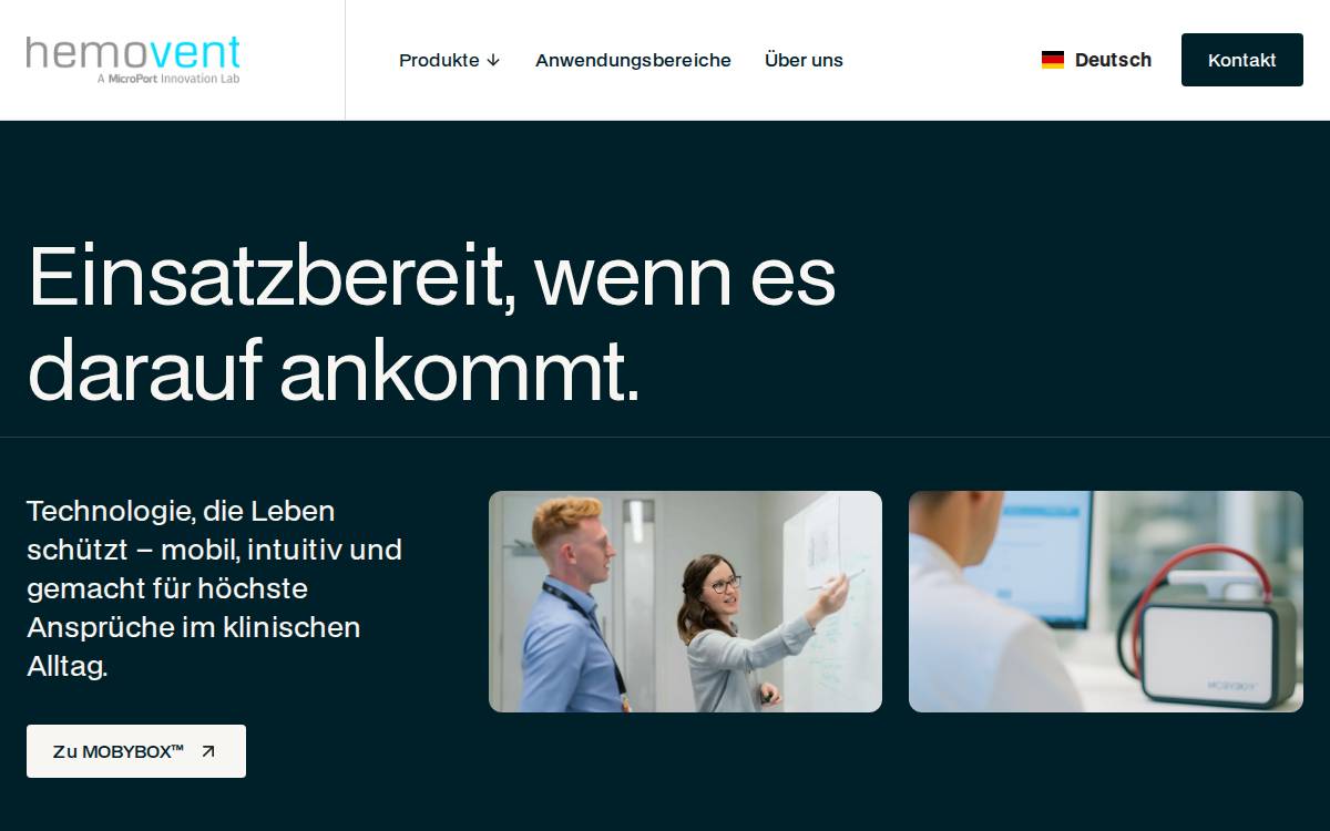 Hemovent website preview