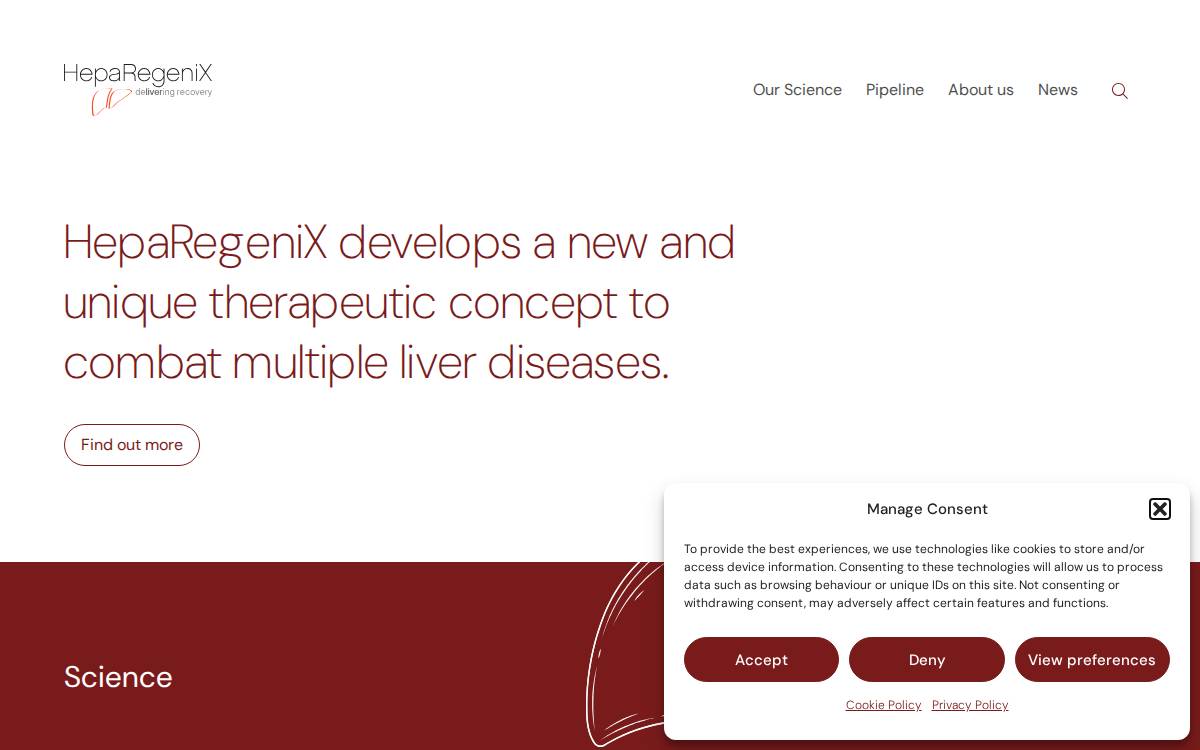HepaRegeniX website preview